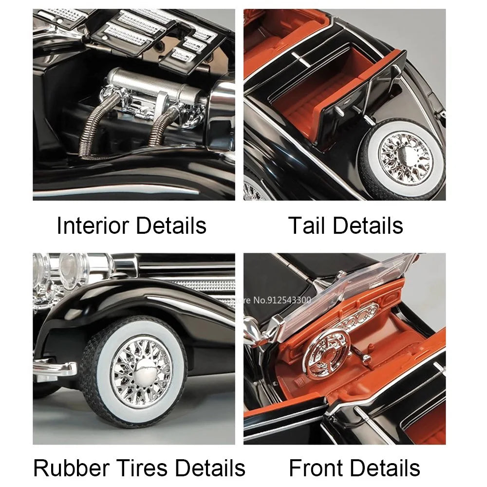 Scale 1:32 500k GLS580 Classic Car Model Toy Doors Opened Alloy Body Rubber Tire Vehicle Sound Light Models Collection Boys Gift