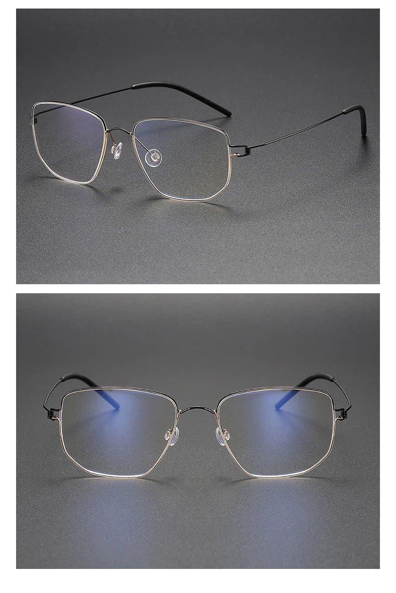 Irregular Polygon Titanium Screwless Eyeglasses Frame