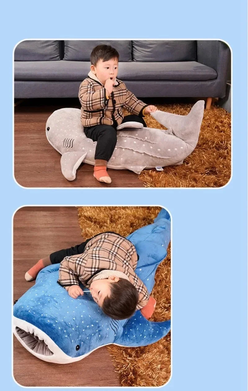 Large Whale Shark Body Pillow Long Cute Fish Stuffed Sofa Decorative Plush Body Pillow Whale Shark Back Plush Cushion Decor Gift
