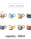 Japanese Flower Coffee Mug Set Retro Ceramic Milk Oats Mug Office Water Handgrip Cup Kitchen Party Drinkware Set 300ml