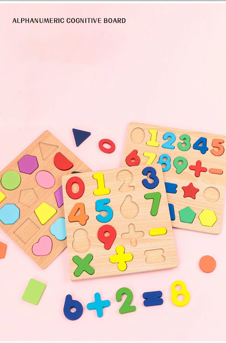 Wooden Alphabet and Number Learning Puzzle Board