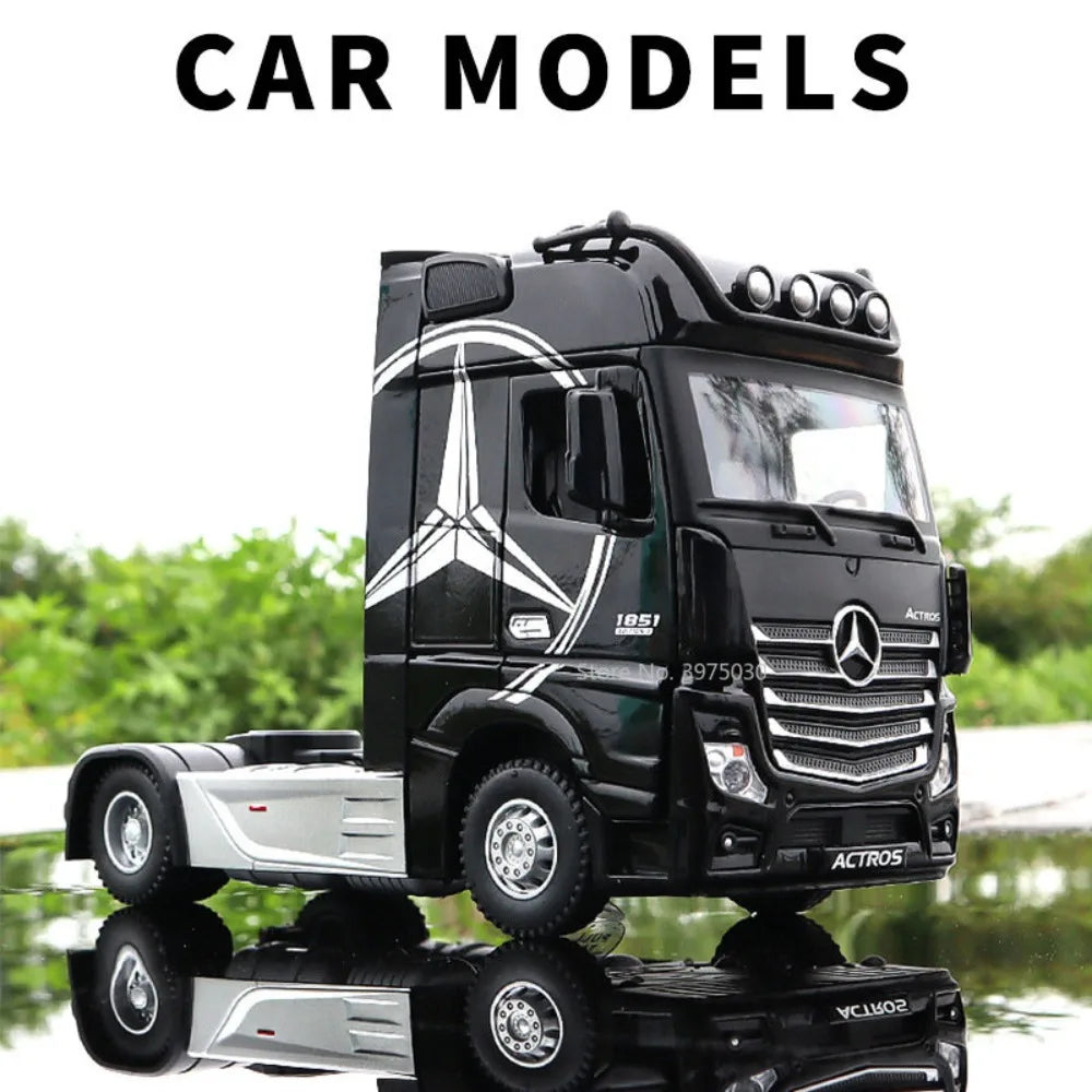 1/36 Alloy Container Trailer Truck Head Car Model Toy Diecast Metal Engineering Transport Vehicle Model Cars for ren Gifts