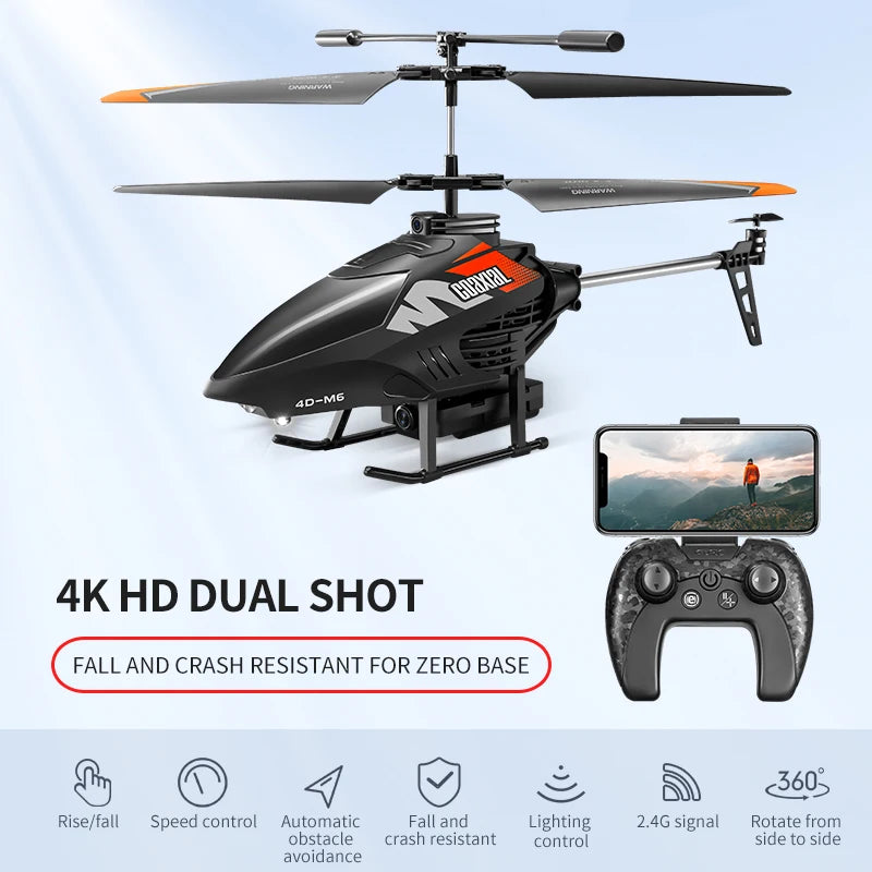 4DRC M6 Remote Control RC Helicopter with 4K Camer Altitude Hold Drone 2.4GHZ 4CH Aircraft for Adults Birthday Gifts Toys