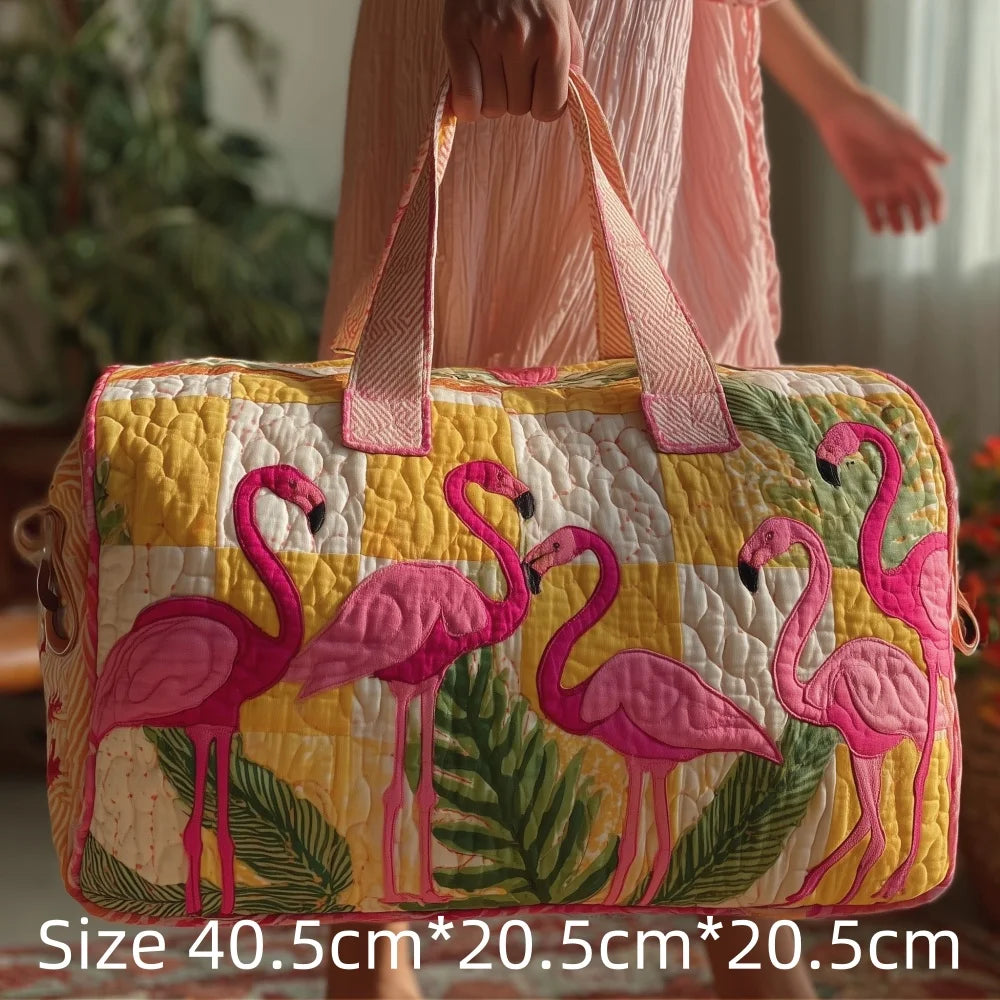 Hot Sale 3D Quilted Flamingo Bag Women Weekender Bag Tropical Palm Leaves Travel Tote Overnight Beach Vacation Carry On Bags