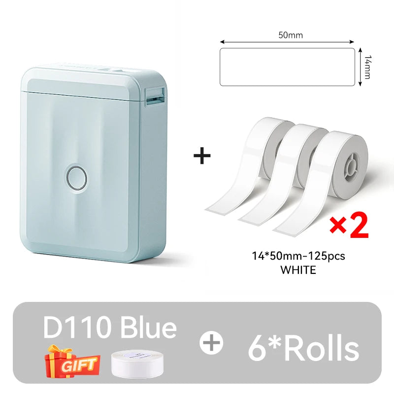 D110 Mini Thermal Label Printer, Bluetooth Portable Pocket Sticker Maker 12–15mm Inkless Label Printer for Home Organization