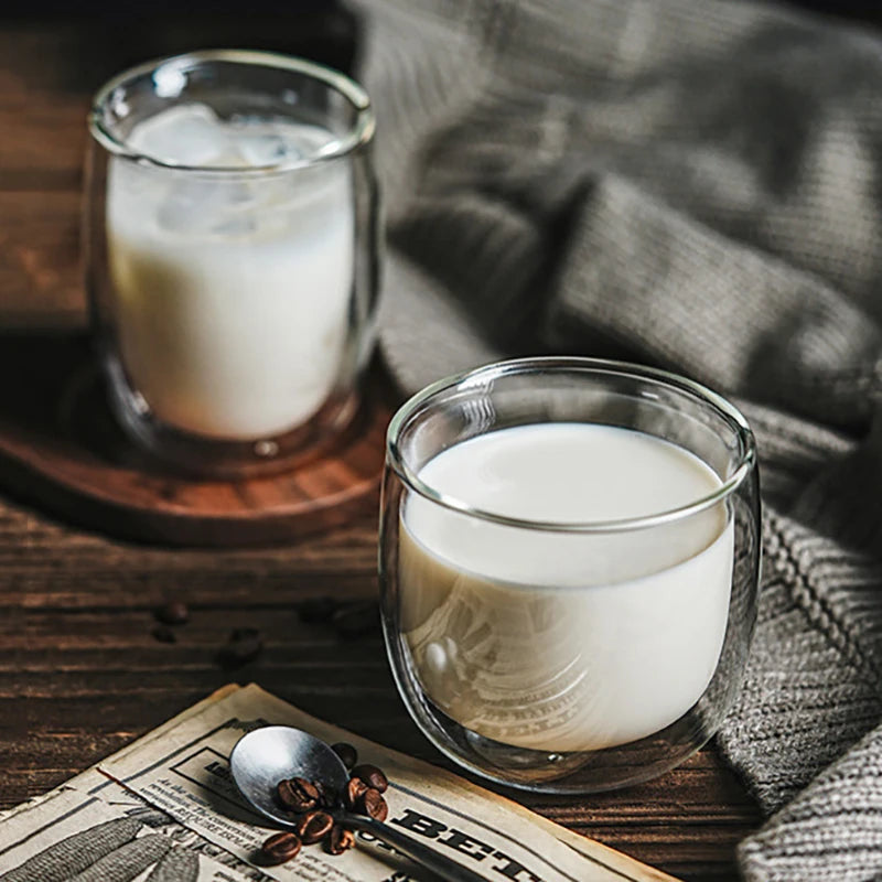 2/4pcs Double Walled Glass Coffee Cup Set Of 240/300ml Cup With Insulated Layer For Latte Cappuccino Heatresist Teacup Milk Mug