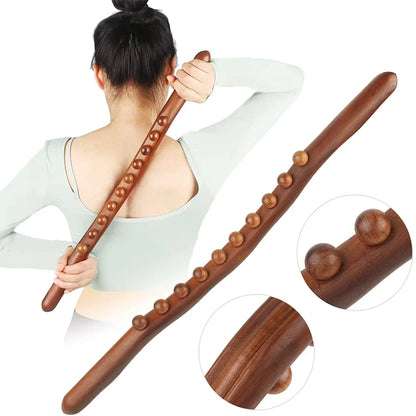 8 Beads Gua Sha Stick Wooden Body Massage Stick Handheld Abdomen Cellulite Massager For Back Relief Wood Therapy Massage Relaxed