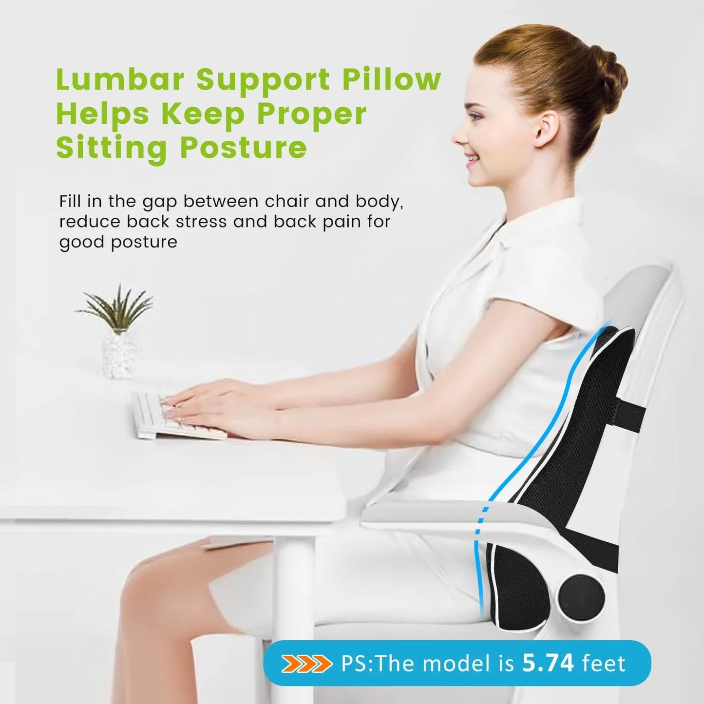 Car Seat Cushion/Waist Office Chair Back Lumbar Support Rest Rebound Memory Foam Cushion Pad Back Lumbar Cushion for Car Driver
