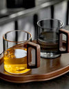 400ml Heat-resistant Glass Cups with Walnut Handle Household Flower Tea Mug Tea Making Cup Milk Water Cup