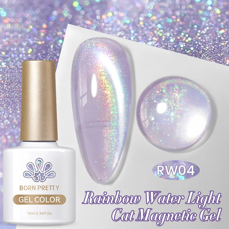 10ml Rainbow Purple Water Light Cat  Gel Nail Polish Shining Super Sliver-light Holographic Soak Off UV Gel