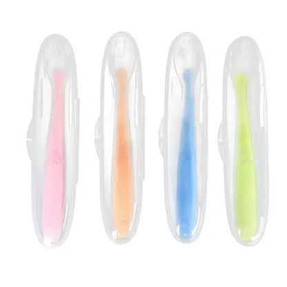 Baby soft silicone Spoon With Storage Box Spoon Baby Feeding Tableware Candy Color Feeder Children's Feeding Supplies Baby Items