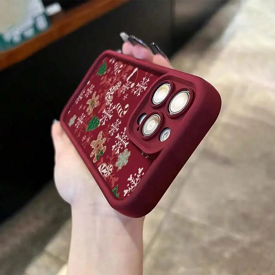 Winter Christmas Colorful Concave Soft Phone Case For iPhone 17 16e 16 15 14 Air Plus Cover