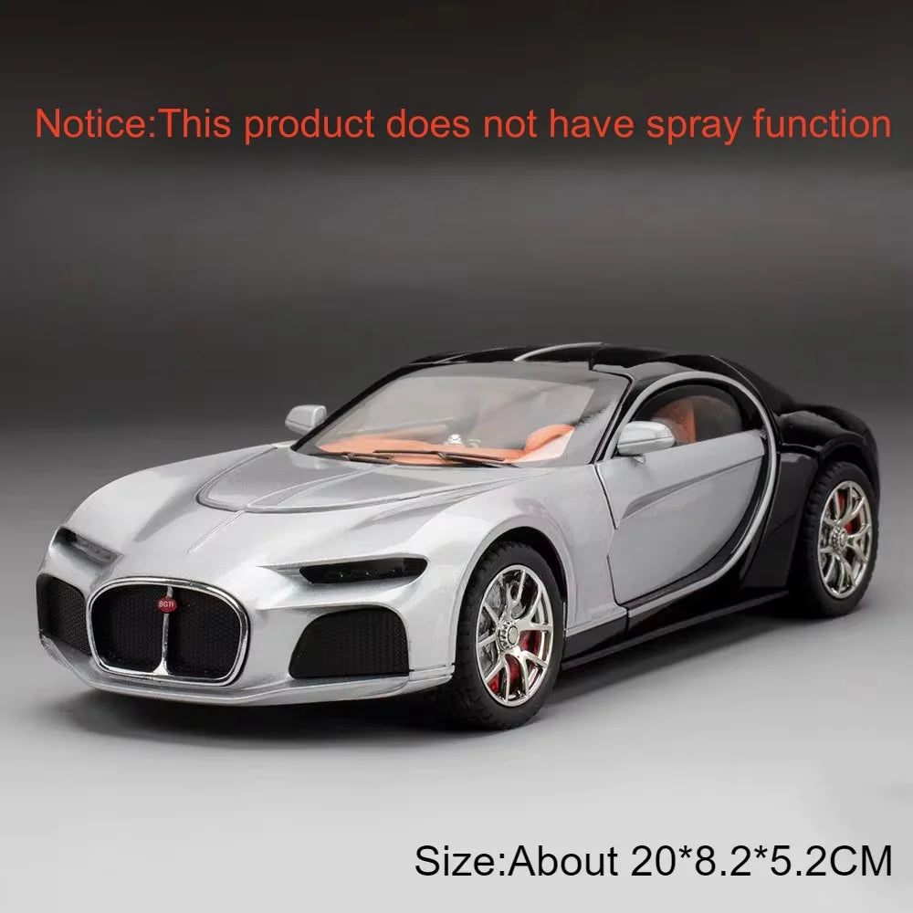 1:24 Scale Bolide Atlantic Car Model Toy Alloy Body Rubber Tire Shock Absorption Vehicle Models Sound&Light Ornaments Gifts