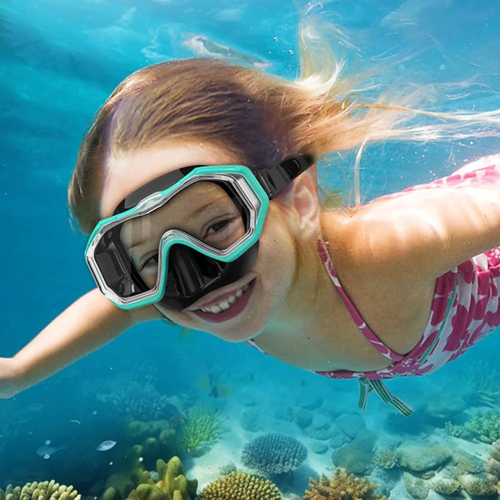 Snorkel Mask 3 Windows Panoramic Wide View HD 3 Lens Adjustable Scuba Snorkeling