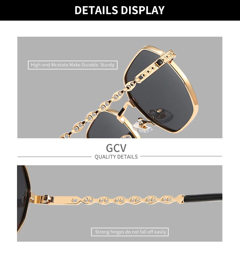 Retro Rectangle Women Polarized Sunglasses Metal Frame UV Protection Fashion Eyewear