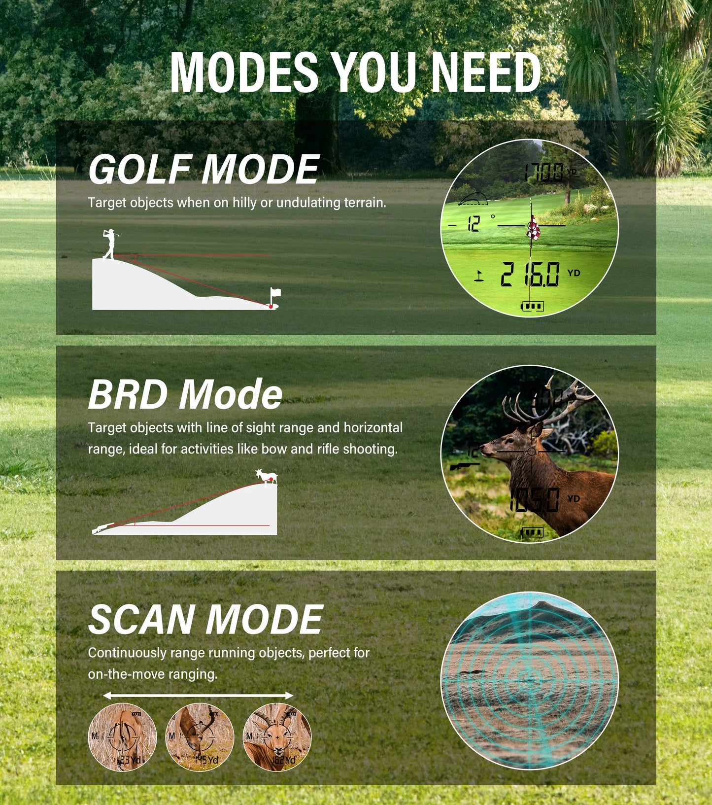 6X Golf Hunting Laser Rangefinder 1000m With Slope Flag Lock And Speed Mode
