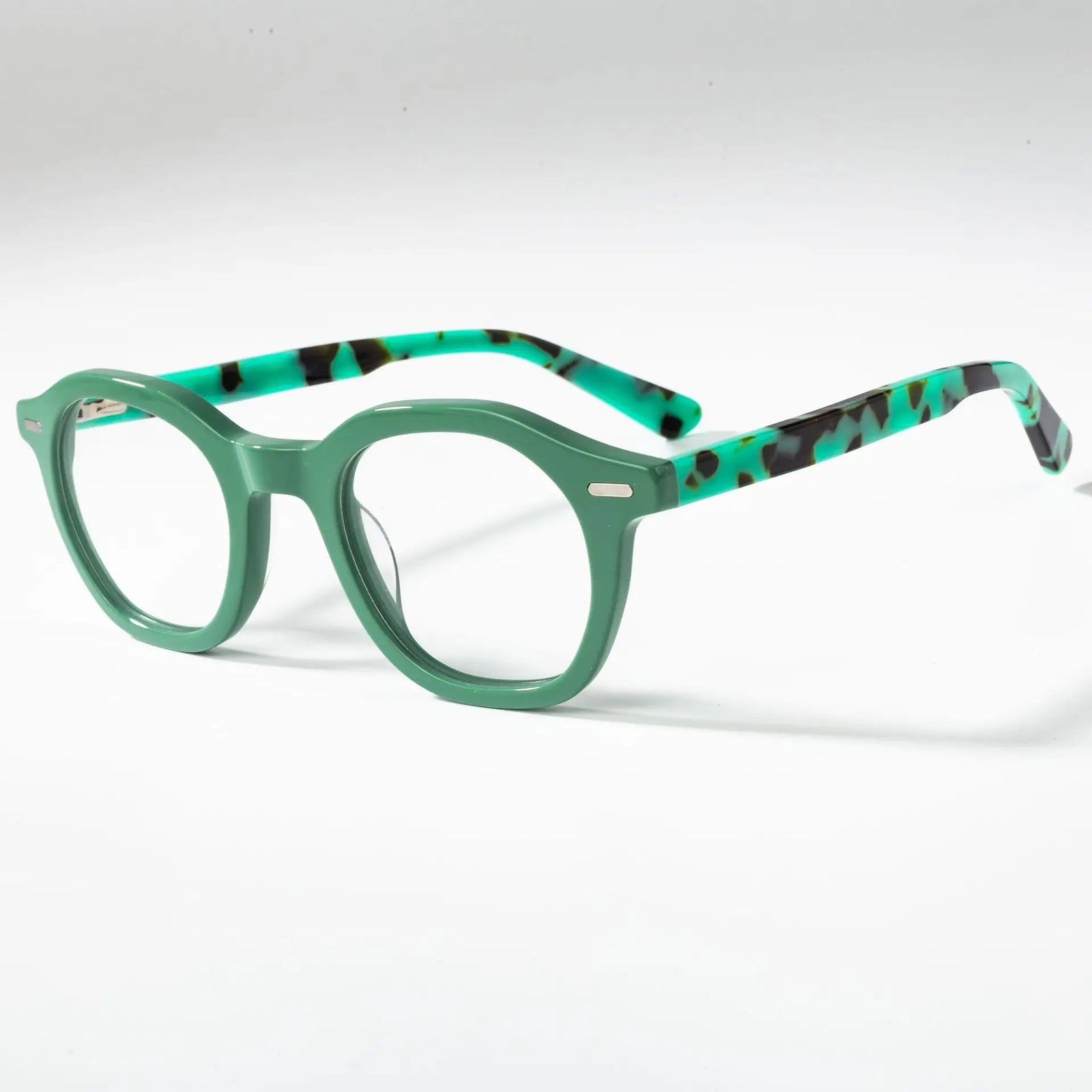 Small Size Retro Polygon Eyeglasses Green Luxury Acetate Eyewear Optical Prescription Frames