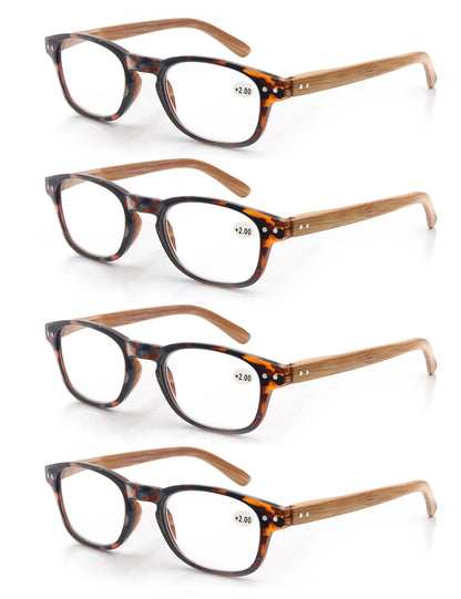 Reading Glasses Fashion Wood-Look Spring Hinge Stylish Readers Magnifying Glass Eyewear Diopter +1.0 +4.0