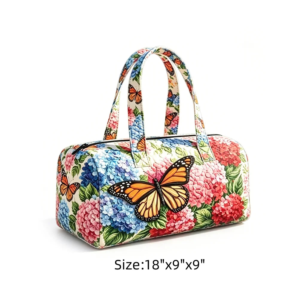 Tropical Starry Night Duffel Bag Flamingo Palm Tree Print Travel Navy Blue Quilted Overnight Bag for Women Summer Beach Vacation