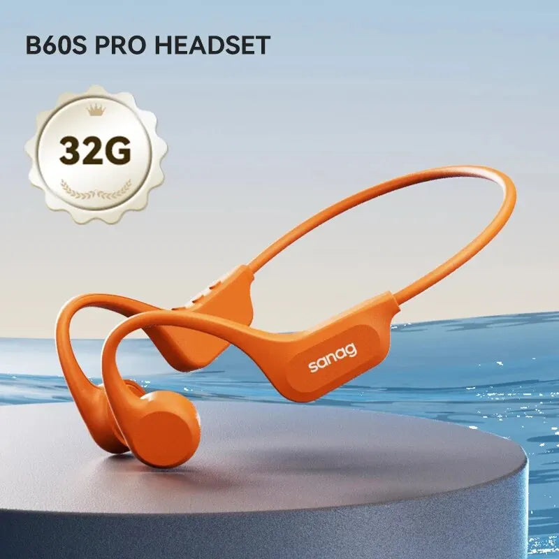B60S Bone Conduction Earphones 64GB MP3 Wireless Open Headset IPX8 Swimming Waterproof Flash-sale Choice Headphones