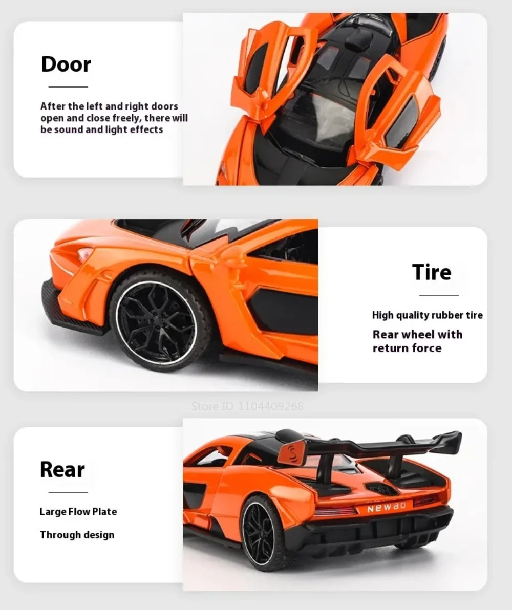 1:32 Scale Senna P1 Alloy Car Model Toy Simulation Sound Light Supercar Diecast Metal Vehicles Collection Birthday Gifts