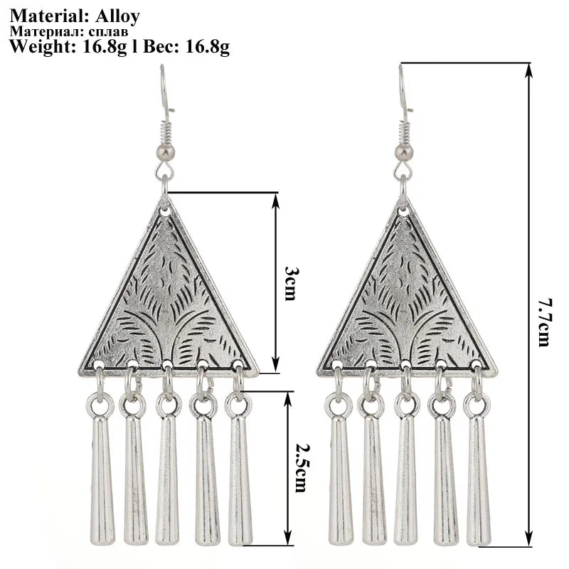 Statement Bohemian Vintage Ethnic Big Round Drop Earring Long Carved Flowers Drop Earrings For Women