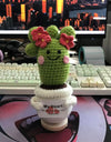 2 Pcs Funny Handmade Knitted Cactus Plants Ornament Home Room Decor Crochet Positive Cactus Doll With Emotional Card Christmas Gift
