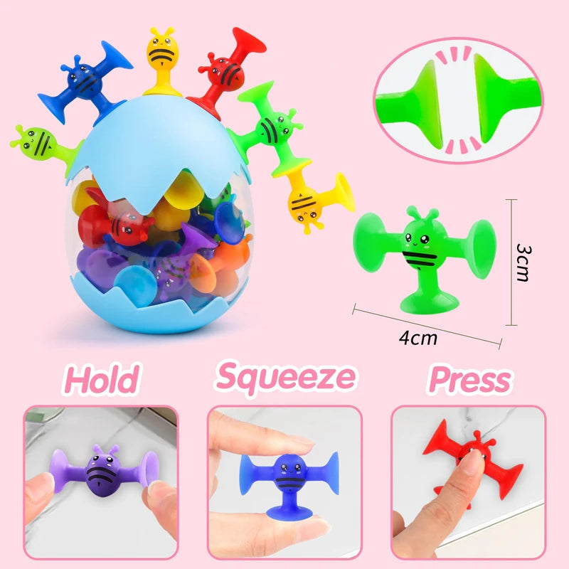 Soft Silicone Building Blocks Toy Animals Shape Suction Cup Bath Toys Parent- Interactive Games Stress Relief Toys