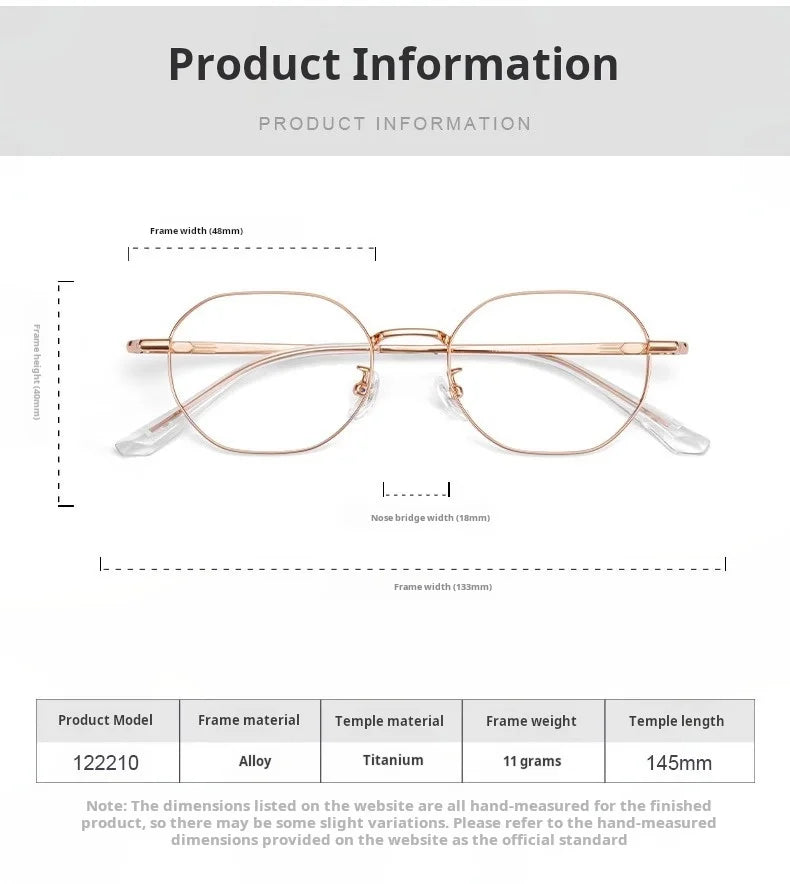 Retro Polygonal Lightweight Titanium Prescription Reading Glasses