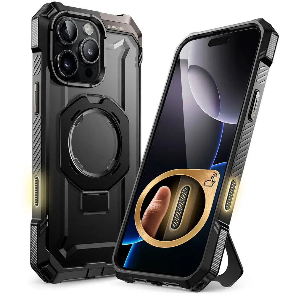 For iPhone 16 Pro Max Case with Camera Control Capture Button UB Grip Heavy Duty Rugged Magnetic Phone Case with Stand