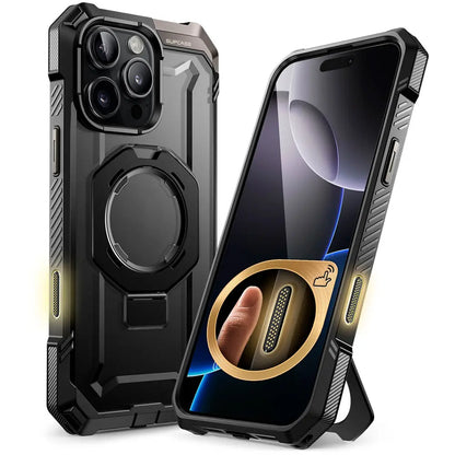 For iPhone 16 Pro Max Case with Camera Control Capture Button UB Grip Heavy Duty Rugged Magnetic Phone Case with Stand