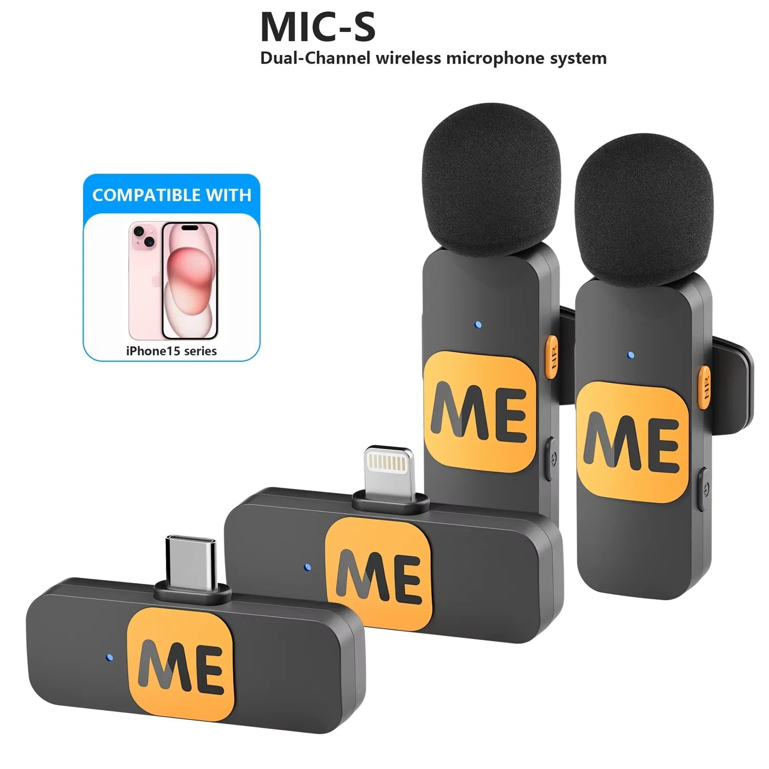 MIC-S Wireless Lavalier Lapel Microphone for iPhone iPad Android PC Laptop Computer Gaming Live Streaming Youtube Recording