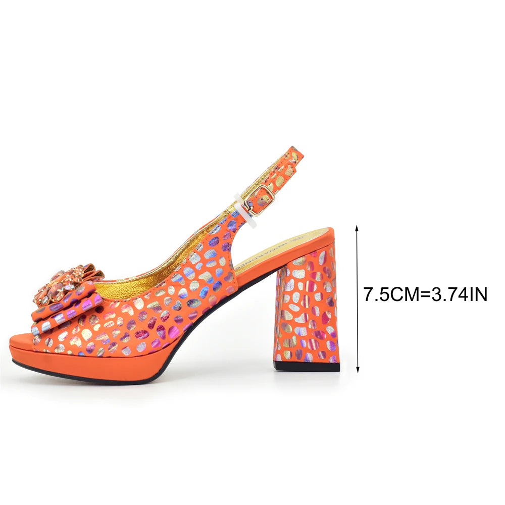 Design Women Shoes and Bags To Match Set Nigeria Party Crystal Butterfly-knot Women Pumps African Matching Shoes and Bags