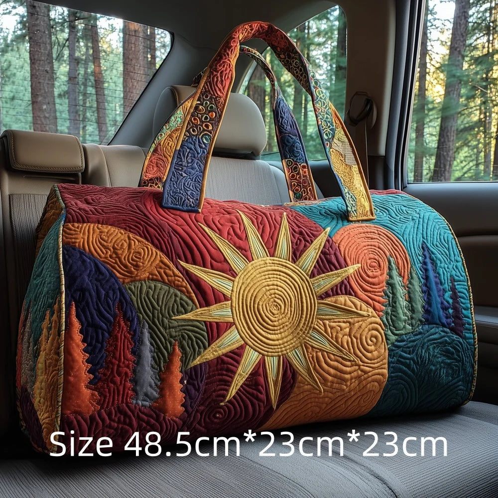Hot Sale 3D Quilted Bag for Women Colorful Sun Pattern Travel Tote Bag Desert Cactus Forest Print Weekender Overnight Beach Bag