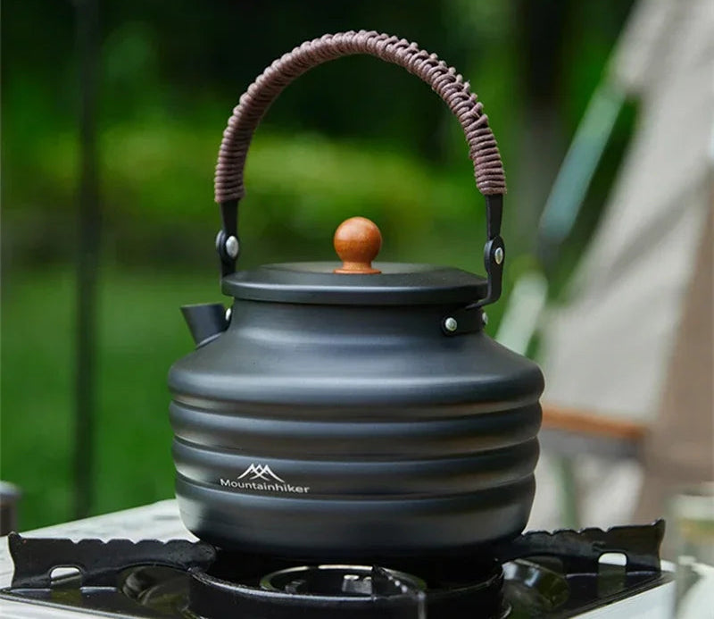 1.4L Camping Water Kettle Aluminum Alloy Teapot Coffee Pot Ultralight Outdoor Boiling Stovetop Pot Tableware