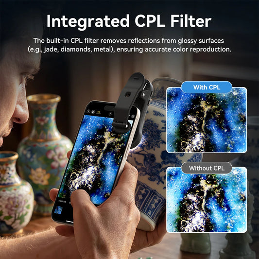 200X Mobile Phone Microscope Clip On Lens with LED Light