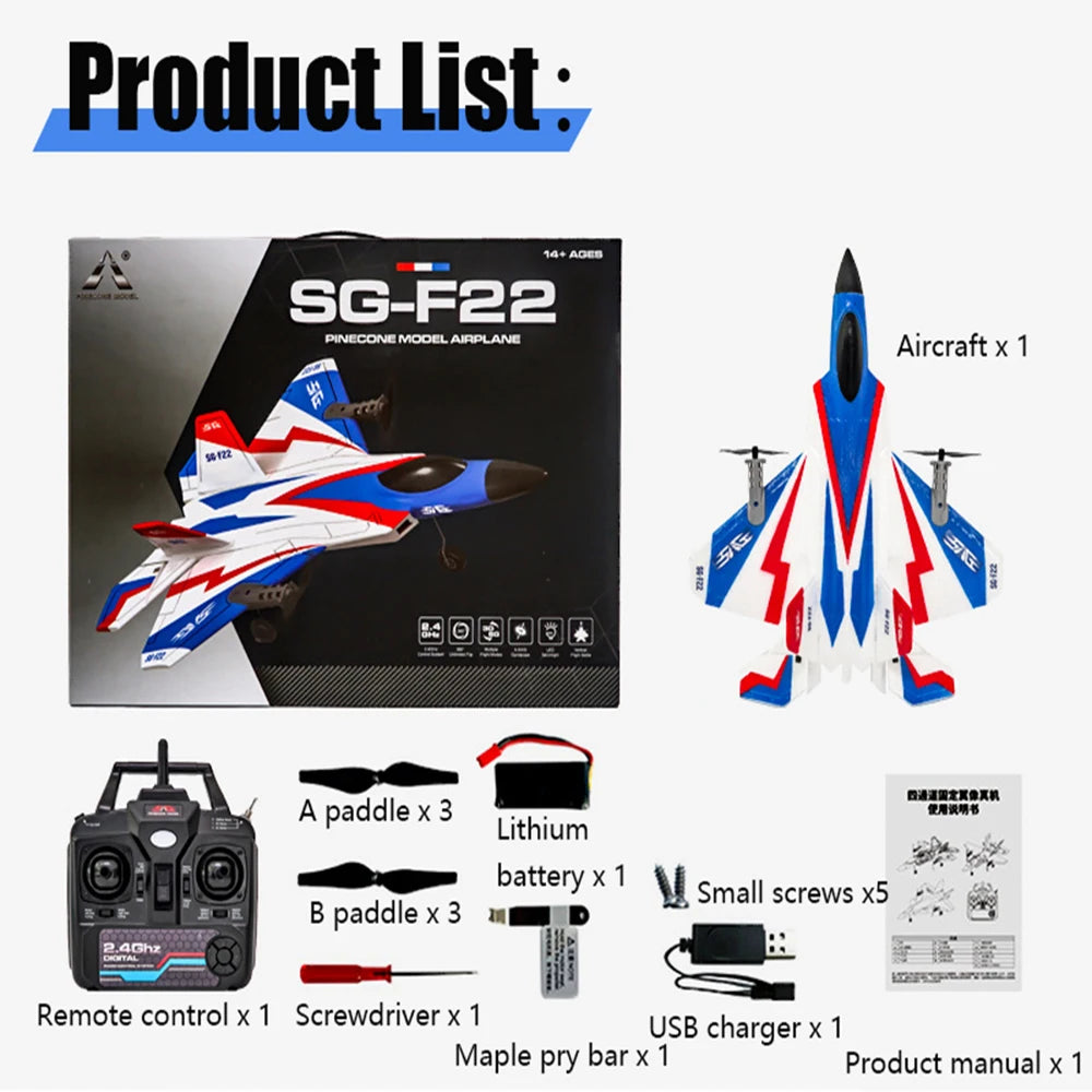 RC Plane F22 Stunts Plane 2.4G Radio Control Glider Remote Control 3D Plane Glider Airplane EPP Foam Boys Toys for