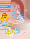 Kids Electric Small Duck Climbing Stairs Toy DIY Rail Racing Track Music Roller Coaster Duck Toy For Baby Kids Gift