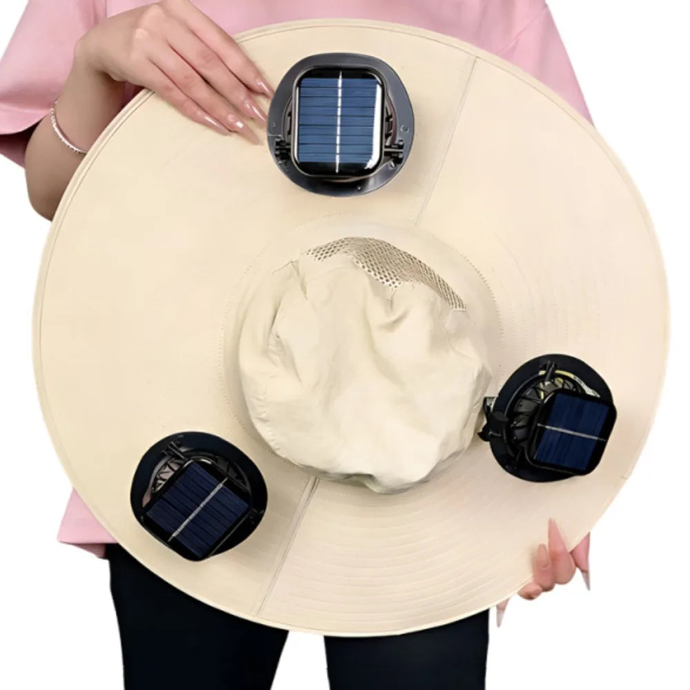 Three Fan Solar Cooling Sun Hat With USB Charging
