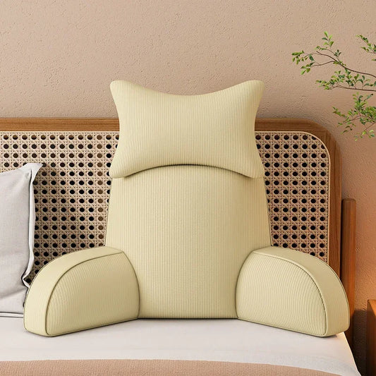 Reading Pillow Dark Grey Backrest with Arms Ultra-Comfy Removable Microplush Cover & Detachable Neck Roll