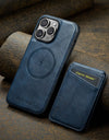 Leather for Magsafe Phone Case for iPhone 16 15 Pro Max 14 Plus Bracket Magnetic Back Cover with Card Holder
