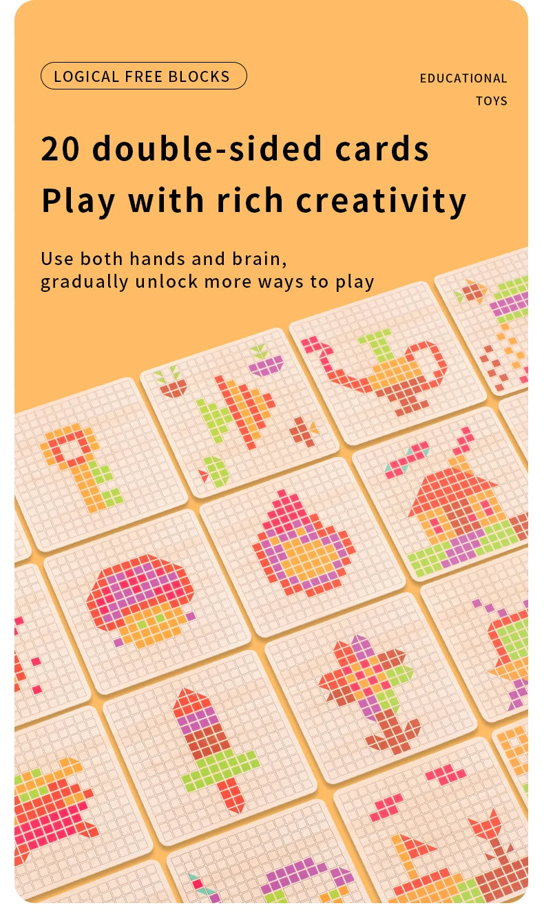 Wooden Pixel Mosaic Pattern Blocks Puzzle Game