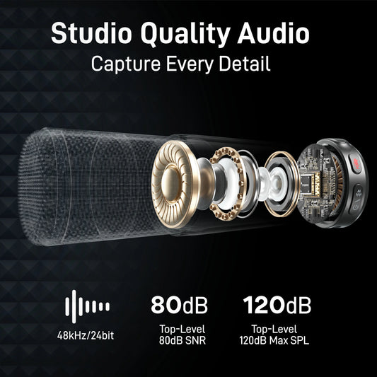 Wireless Lavalier Microphone with AI Noise Cancellation for Phones Cameras and Streaming