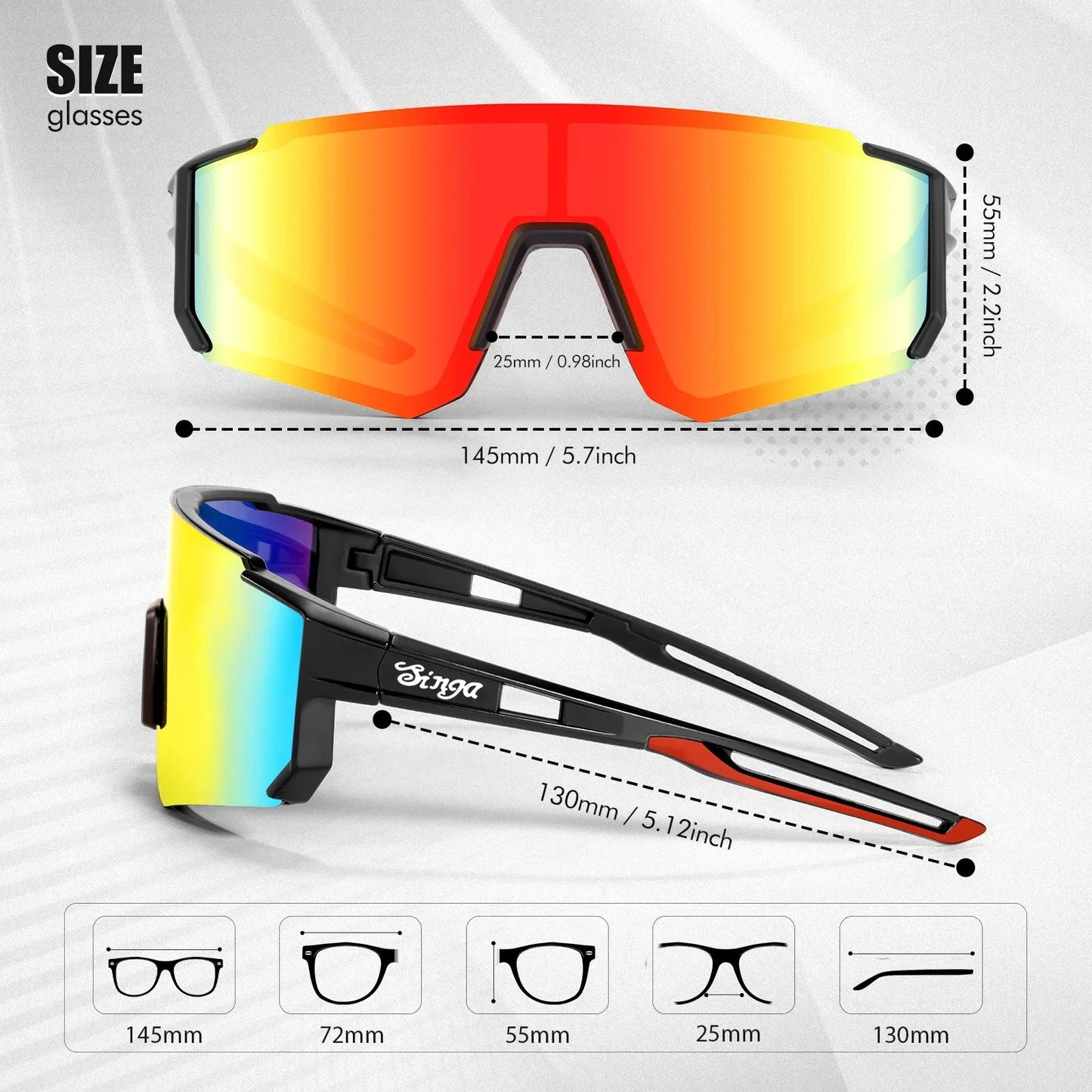 UV400 Photochromic Cycling Sunglasses Outdoor Sports Eyewear