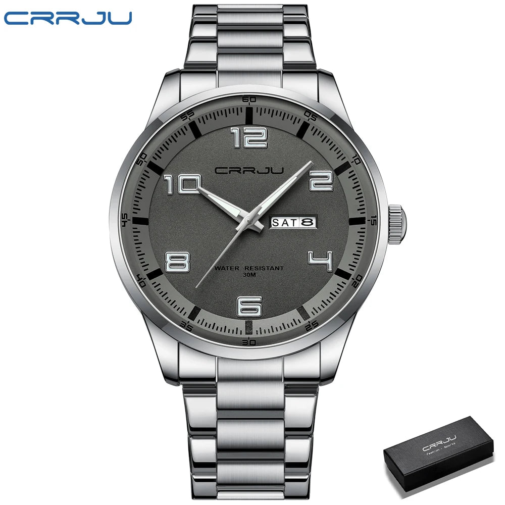 Men Luxury Watches Stainless Steel Quartz Auto Date Clock with Luminous Hands Relogio Masculino