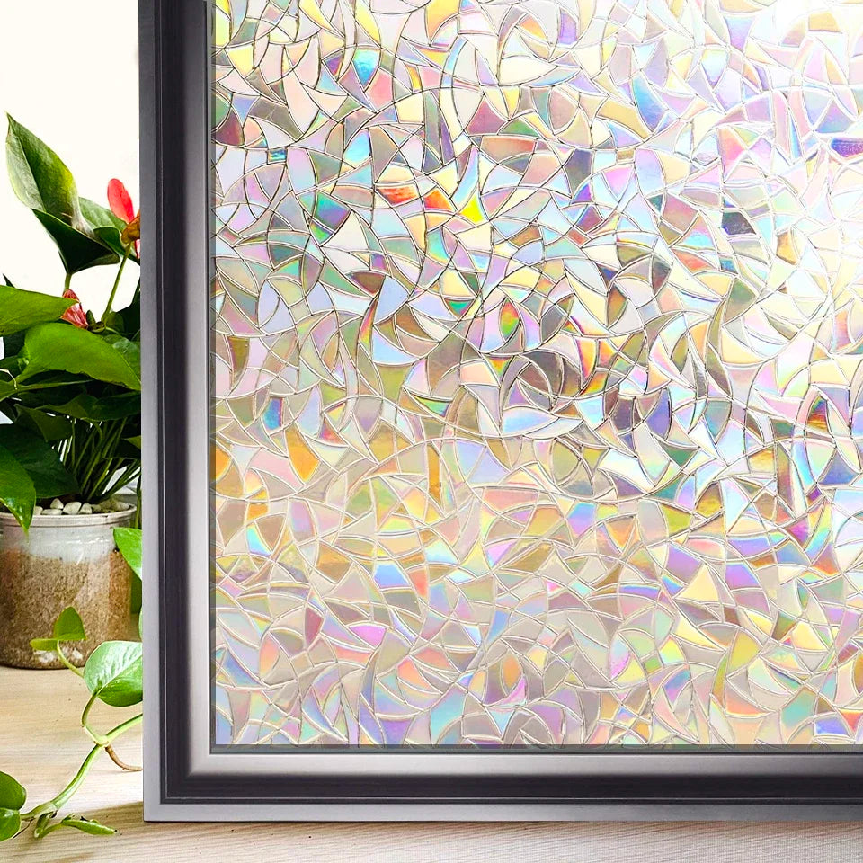 Wide 75/90 Cm Heat Control Rainbow Window Vinyl Security Window Tint Sun Protection Film Non Adhesive Stickers Stained Glass