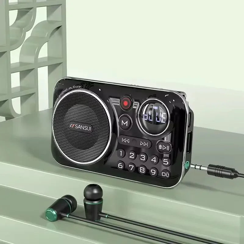 SANSUI F21 Mini Bluetooth Speaker FM Radio 70MHz-108MHz Supports FLAC APE TF Card Outdoor USB Music Box Player Recording Device