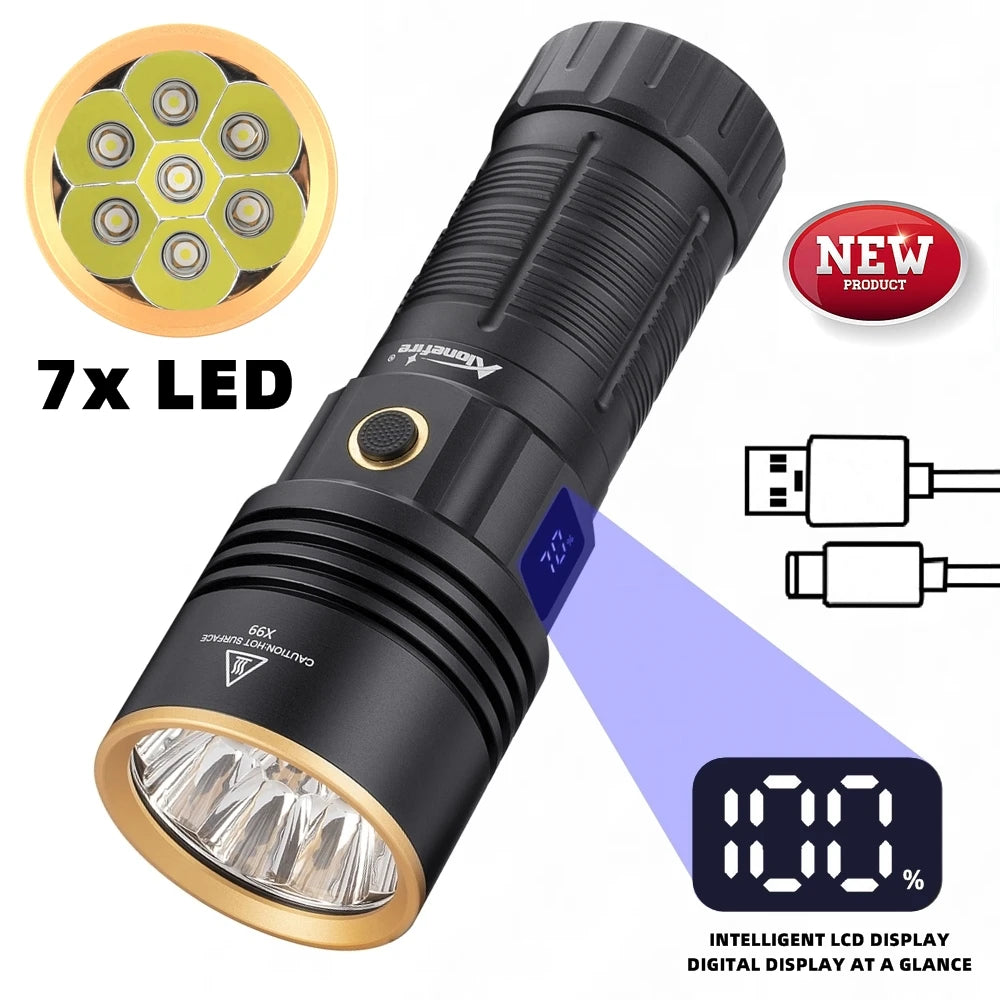 140W 7 LED High Power Rechargeable Flashlight
