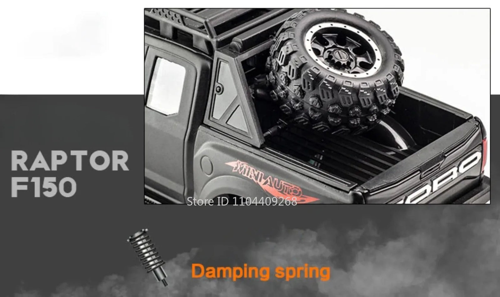 1:32 Scale Raptor F-150 BigFoot Pickup Car Model Toy Pull Back Sound&Light Off Road Truck Models Collection Gifts