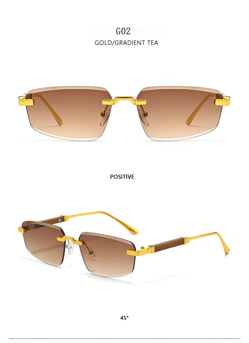 Rimless Wooden Sunglasses With UV400 Protection